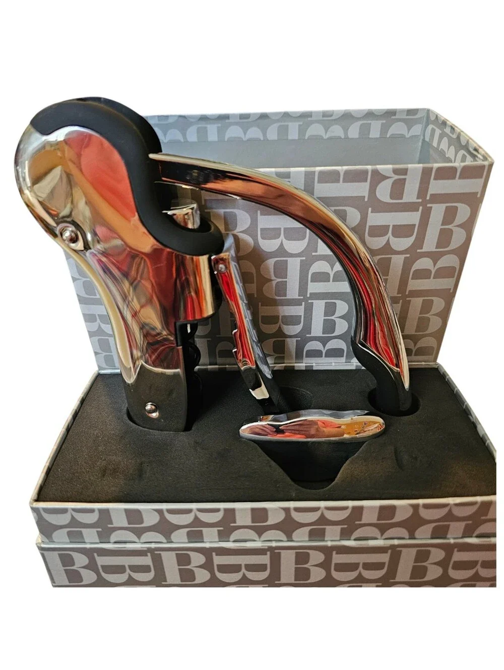 Brookstone Compact Wine Opener & Foil Cutter Set - Lustrous Chrome​ NEW